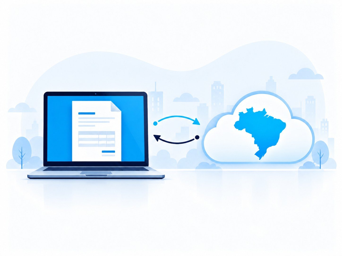 Computador conectado à nuvem nacional do Brasil